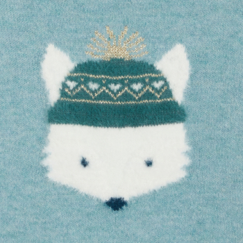 كنزة عليها نقش جاكار أزرق للبنات